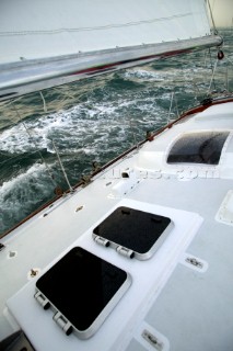 On board Gipsy Moth IV after her relaunch in June 2005