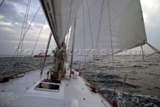 On board Gipsy Moth IV after her relaunch in June 2005