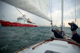 On board Gipsy Moth IV after her relaunch in June 2005