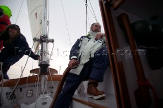 On board Gipsy Moth IV after her relaunch in June 2005