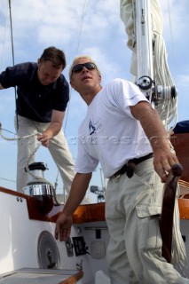 On board Gipsy Moth IV after her relaunch in June 2005