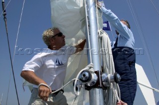 On board Gipsy Moth IV after her relaunch in June 2005