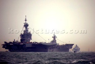 Aircraft Carriers anchored in the Solent at the Trafalgar 200 warship and fleet review celebrations 2005