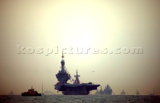 Aircraft Carrier anchored in the Solent at the Trafalgar 200 warship and fleet review celebrations 2005