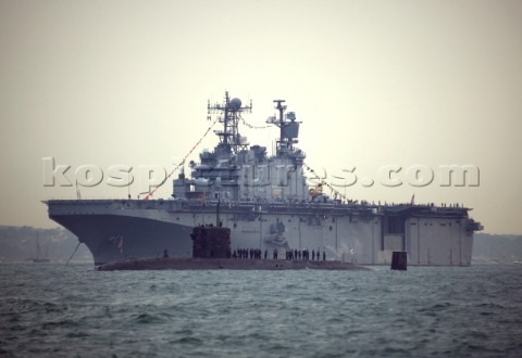 Aircraft Carrier anchored in the Solent at the Trafalgar 200 warship and fleet review celebrations 2