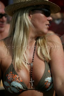 Woman in hat and bikini at the Powerboat P1 World Championships 2005 - Travemunde, Germany