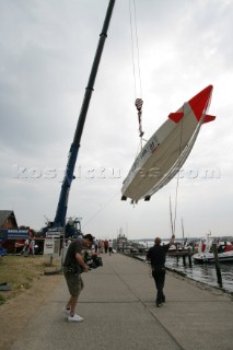 Lifting boat into water at the Powerboat P1 World Championships 2005 - Travemunde, Germany