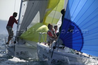 Sportsboats racing in the Silva J80 World Championships 2005 in Falmouth UK