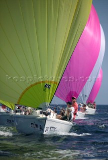 Sportsboats racing in the Silva J80 World Championships 2005 in Falmouth UK