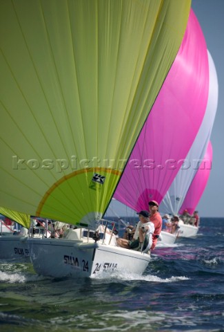 Sportsboats racing in the Silva J80 World Championships 2005 in Falmouth UK