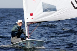 Kiel - Germany - 23 june 2005 KIELER WOCHE - day 2 of the Olympic Class regatta started with a postponement due to lack of wind. Racing began late in the afternoon i 8 knots of breeze. Racing continues until Sunday. Paige Railey, USA in Laser Radial.