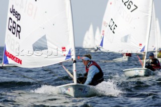 Kiel - Germany - 23 june 2005 KIELER WOCHE - day 2 of the Olympic Class regatta started with a postponement due to lack of wind. Racing began late in the afternoon i 8 knots of breeze. Racing continues until Sunday.Laura Baldwin, GBR, in the Laser Radial.