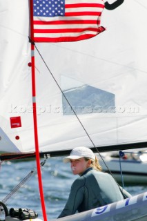 Kiel - Germany - 23 june 2005 KIELER WOCHE - day 2 of the Olympic Class regatta started with a postponement due to lack of wind. Racing began late in the afternoon i 8 knots of breeze. Racing continues until Sunday. Paige Railey, USA in Laser Radial.