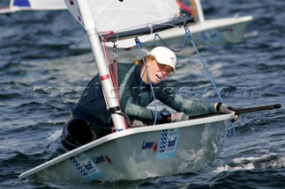 Kiel - Germany - 23 june 2005 KIELER WOCHE - day 2 of the Olympic Class regatta started with a postponement due to lack of wind. Racing began late in the afternoon i 8 knots of breeze. Racing continues until Sunday. Paige Railey, USA in Laser Radial.