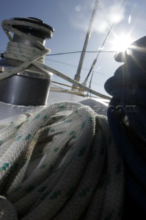 Onboard the maxi yacht Drum during the Fastnet of 2005, 20 years after the yachts fateful capsize in the same race. Celebrity rockstar Simon Le Bon is sailing with the original crew.