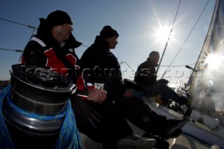 Onboard the maxi yacht Drum during the Fastnet of 2005, 20 years after the yachts fateful capsize in the same race. Celebrity rockstar Simon Le Bon is sailing with the original crew.