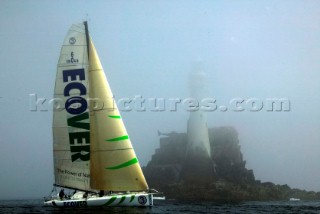 Open 60 Ecover rounding the Fastnet Rock during the Rolex Fastnet Race 2005.