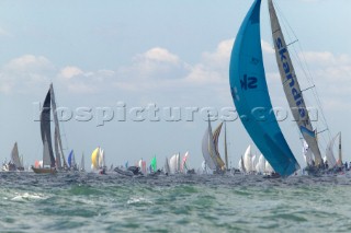 Maxi yacht Scandia at the head of the fleet at the start of the Rolex Fasnet Race 2005