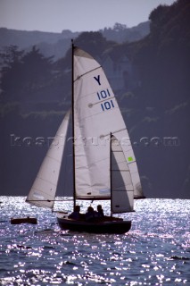 A Salcombe Yawl under sail with mizzen