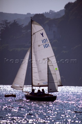 A Salcombe Yawl under sail with mizzen