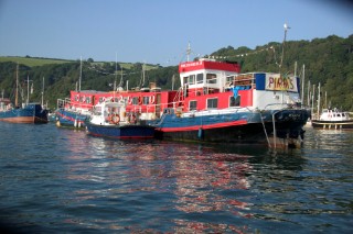 Restaurant on barge in Dartmouth, Devon.