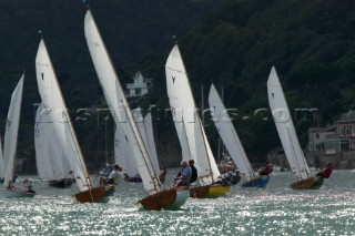 Fleet of classic yawls racing in Dartmouth, UK