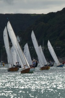 Fleet of classic yawls racing in Dartmouth, UK