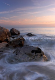 Motion effect of water over rocks