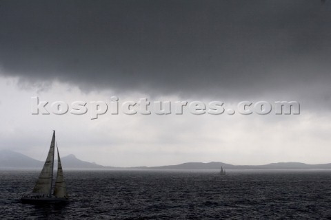 Sailing yacht under stormy sky Porto Cervo Sardinia