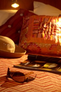 Exotic interior stateroom with cushions