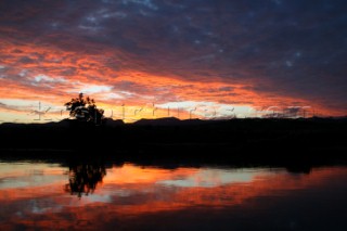 Sunrise at the swimming pool at villa Finca La Morera in Spain