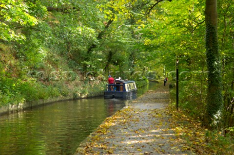 Leaving Llangollen wharfLlangollen canalClwydWalesUKOctober 2005