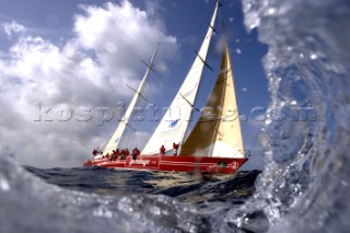 Maxi ketch Steinlager competing at the Rolex Middle Sea Race 2005.