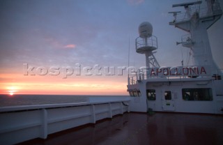 VLCC supertanker Apollonia. Bridge and satellite and communications equipment.