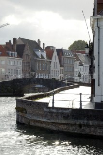 Buildings and houses on the banks of the rivers and canals of the town Brugges in Belgium