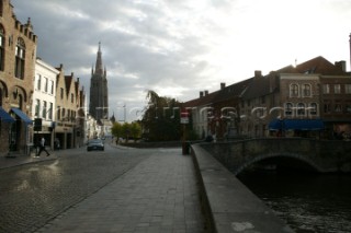 Buildings and houses on the banks of the rivers and canals of the town Brugges in Belgium