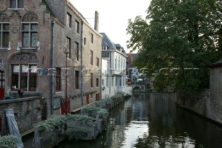 Buildings and houses on the banks of the rivers and canals of the town Brugges in Belgium