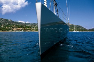 Graphic bow of Wally yacht Tiketitan
