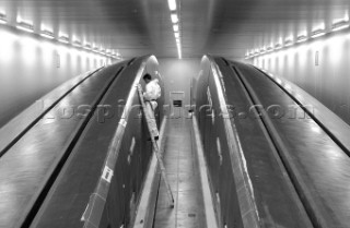 Black and white images of molds and workmanship and construction during superyacht building