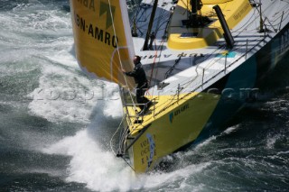 Volvo 70 yachts racing in the Volvo Ocean Race 2005 In port Race Cape Town South Africa