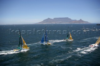 Volvo 70 yachts racing in the Volvo Ocean Race 2005 In port Race Cape Town South Africa