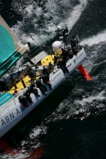 Volvo 70 yachts racing in the Volvo Ocean Race 2005 In port Race Cape Town South Africa