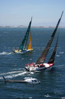 Volvo 70 yachts racing in the Volvo Ocean Race 2005 In port Race Cape Town South Africa