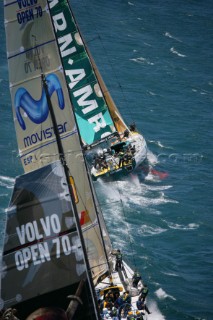 Volvo 70 yachts racing in the Volvo Ocean Race 2005 In port Race Cape Town South Africa