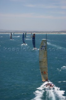 Volvo 70 yachts racing in the Volvo Ocean Race 2005 In port Race Cape Town South Africa