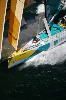 Volvo 70 yachts racing in the Volvo Ocean Race 2005 In port Race Cape Town South Africa