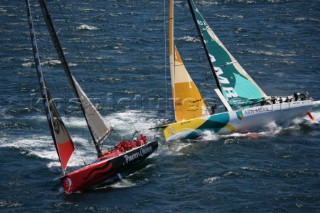 Volvo 70 yachts racing in the Volvo Ocean Race 2005 In port Race Cape Town South Africa