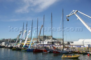 Volvo 70 yachts racing in the Volvo Ocean Race 2005 In port Race Cape Town South Africa