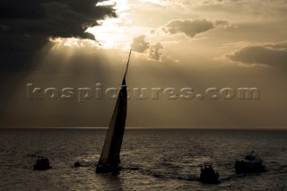 Alfa Romeo sailing along the Tasmanian coast, Australia, Dec., 28, 2005. 85 yachts of all sizes battled for this years line honors in this the 61st running of the world famous race.