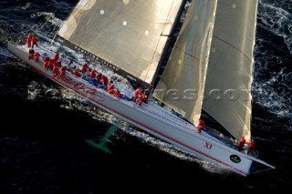 Alfa Romeo sailing along the Tasmanian coast, Australia, Dec., 28, 2005. 85 yachts of all sizes battled for this years line honors in this the 61st running of the world famous race.